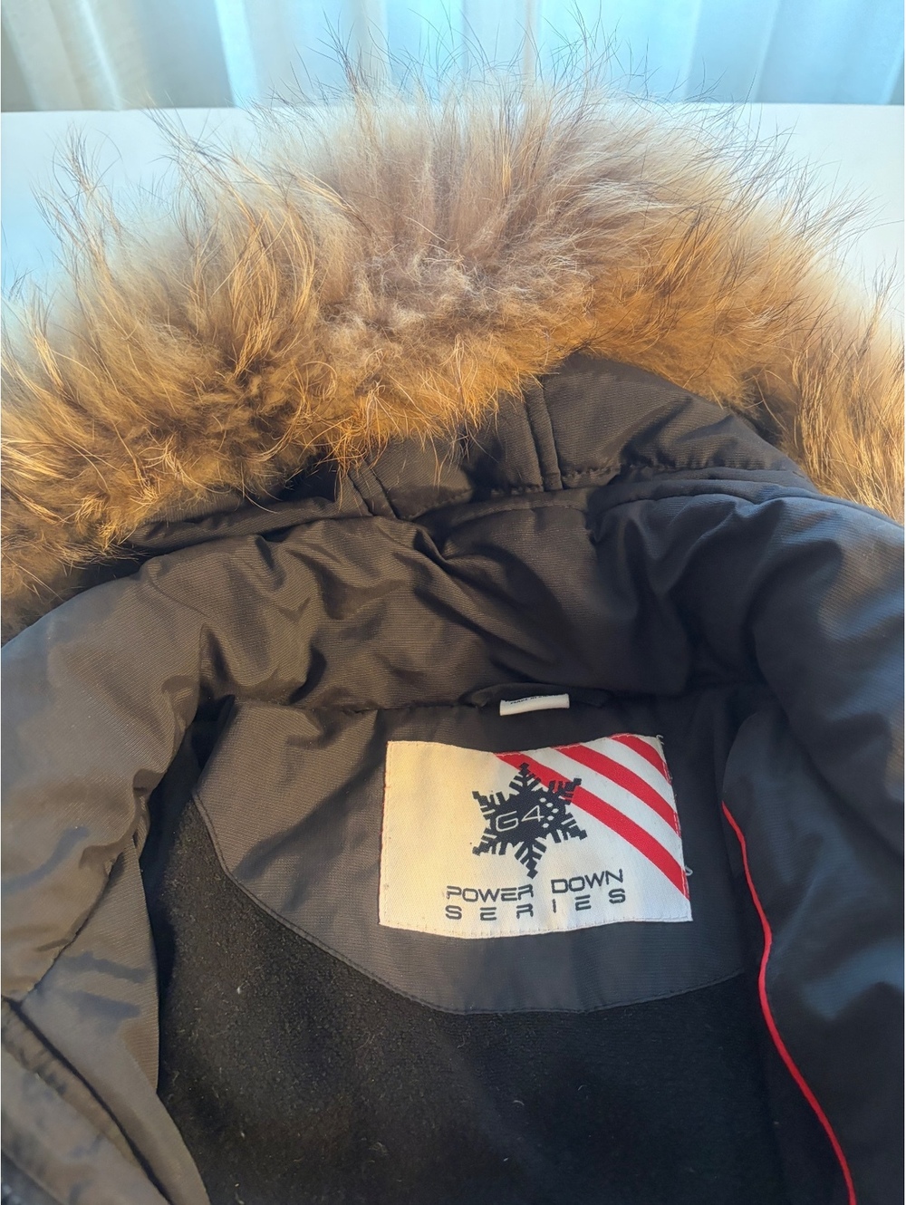 G4 Power Down Series Black Nylon Winter Jacket with Fur Hood